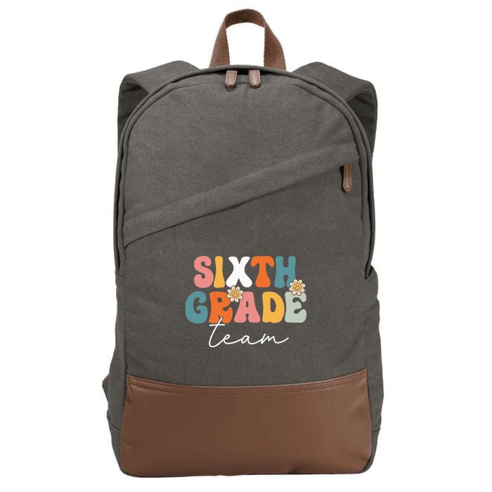 Sixth Grade Team Retro Groovy Back To School 6th Grade Cotton Canvas Backpack