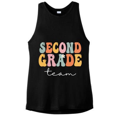 Second Grade Team Retro Groovy Vintage First Day Of School Ladies PosiCharge Tri-Blend Wicking Tank