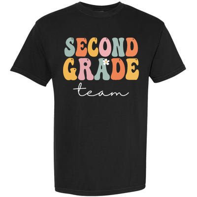 Second Grade Team Retro Groovy Vintage First Day Of School Garment-Dyed Heavyweight T-Shirt