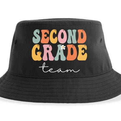 Second Grade Team Retro Groovy Vintage First Day Of School Sustainable Bucket Hat