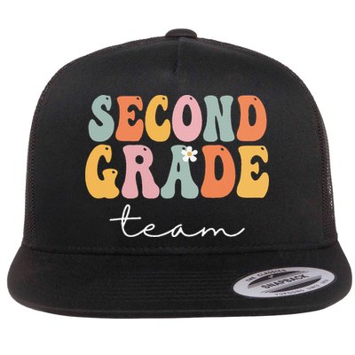 Second Grade Team Retro Groovy Vintage First Day Of School Flatbill Hat