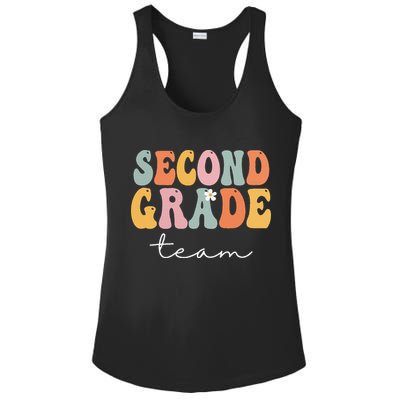 Second Grade Team Retro Groovy Vintage First Day Of School Ladies PosiCharge Competitor Racerback Tank