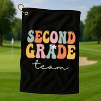 Second Grade Team Retro Groovy Vintage First Day Of School Golf Towel