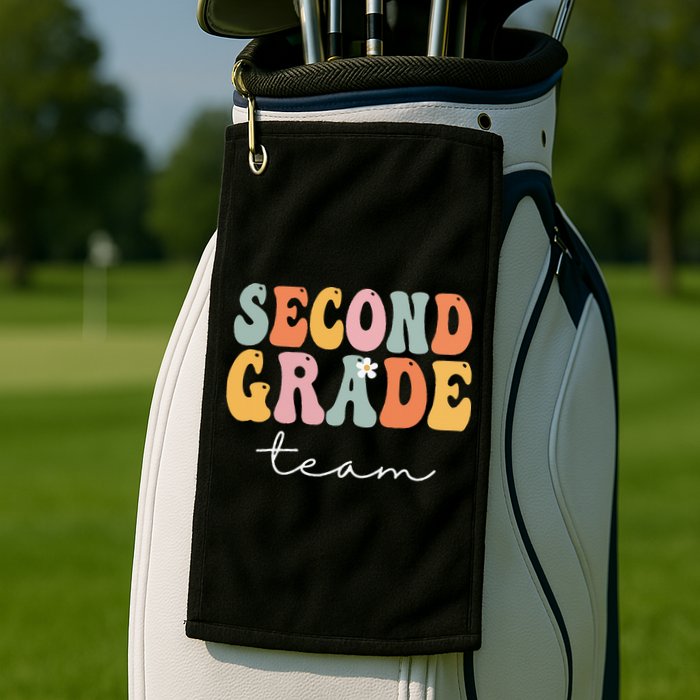 Second Grade Team Retro Groovy Vintage First Day Of School Golf Towel