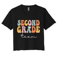 Second Grade Team Retro Groovy Vintage First Day Of School Crop Top