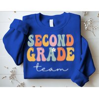 Second Grade Team Retro Groovy Vintage First Day Of School Sweatshirt