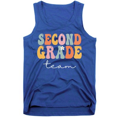 Second Grade Team Retro Groovy Vintage First Day Of School Tank Top