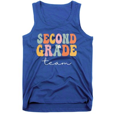 Second Grade Team Retro Groovy Vintage First Day Of School Tank Top