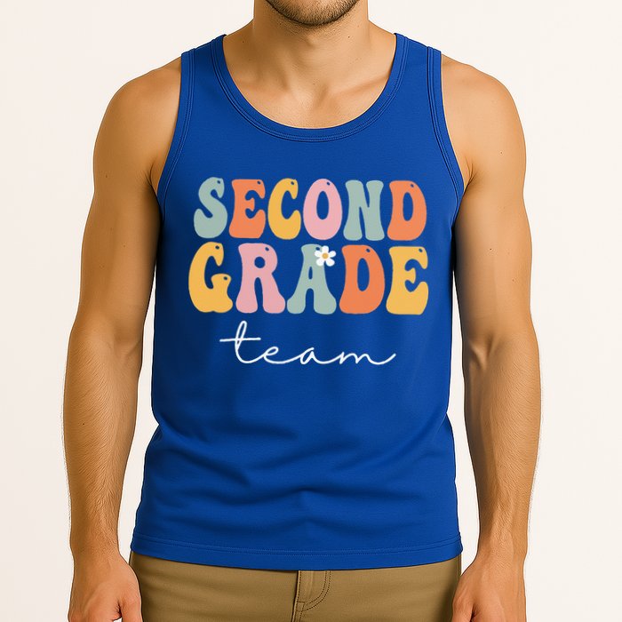Second Grade Team Retro Groovy Vintage First Day Of School Tank Top