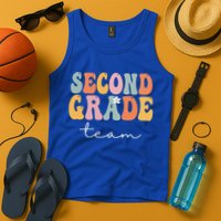 Second Grade Team Retro Groovy Vintage First Day Of School Tank Top