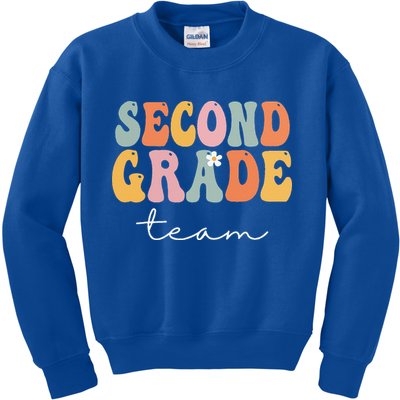 Second Grade Team Retro Groovy Vintage First Day Of School Kids Sweatshirt