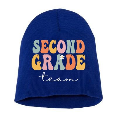 Second Grade Team Retro Groovy Vintage First Day Of School Short Acrylic Beanie