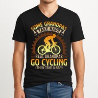 Some Grandpas Take Naps Real Grandpas Go Cycling V-Neck T-Shirt