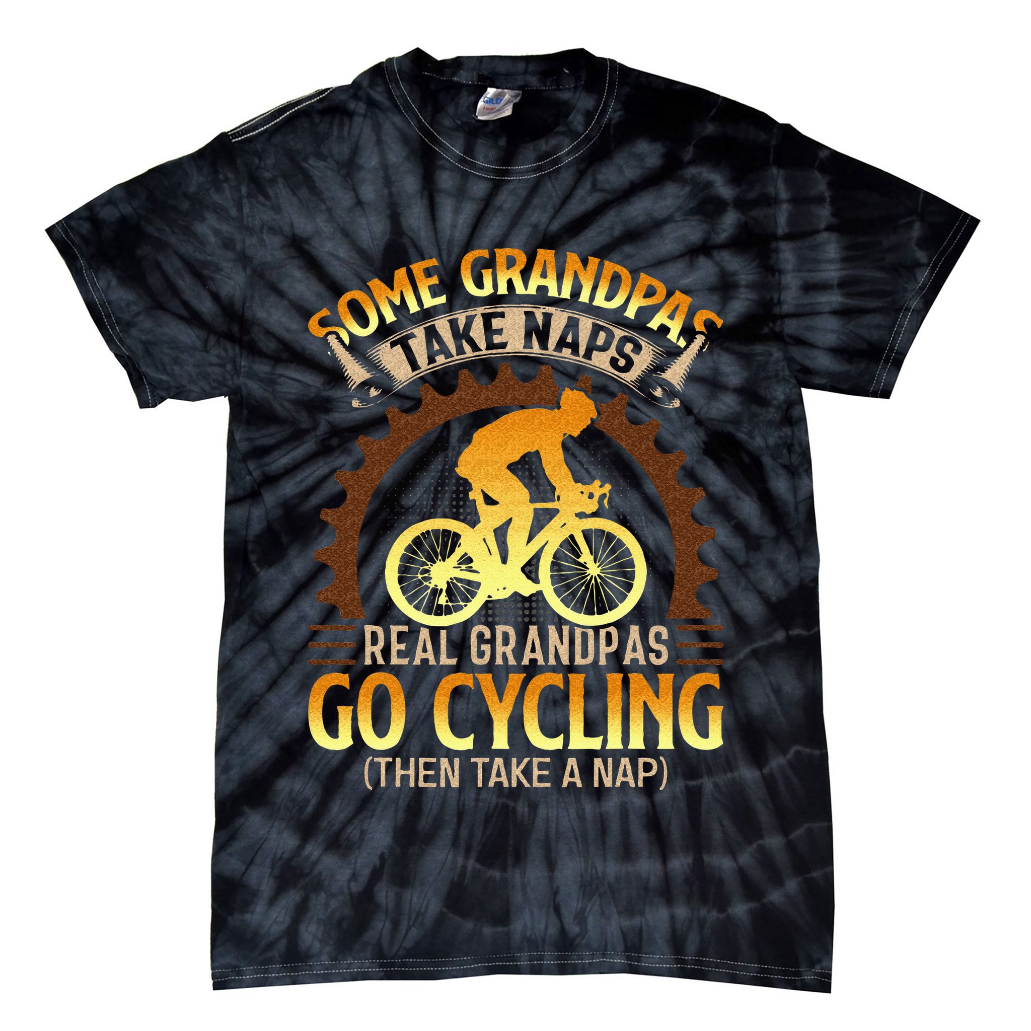Some Grandpas Take Naps Real Grandpas Go Cycling Tie-Dye T-Shirt