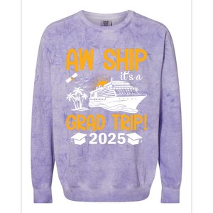 Senior Graduation Trip Cruise 2025 Aw Ship Party Cruise Gift Colorblast Crewneck Sweatshirt