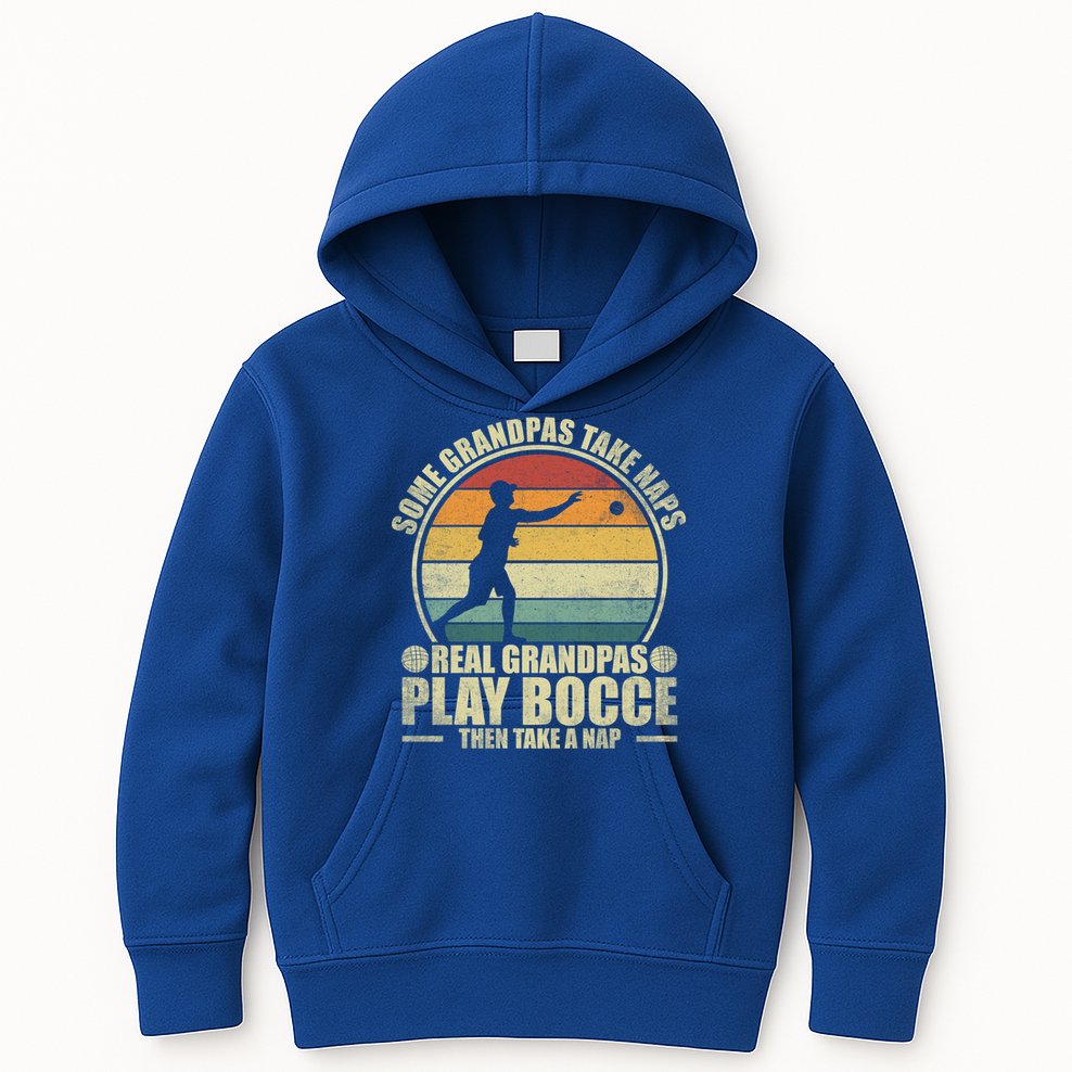 Some Grandpas Take Naps Real Grandpas Play Bocce Ball Cool Gift Kids Hoodie
