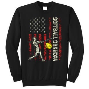 Softball Grandpa Us Flag Gifts Dad Patriotic Fathers Day Sweatshirt