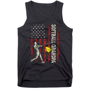 Softball Grandpa Us Flag Gifts Dad Patriotic Fathers Day Tank Top