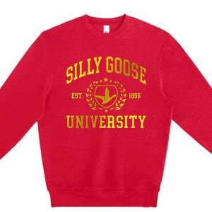 Silly Goose University Meme Funny Premium Crewneck Sweatshirt