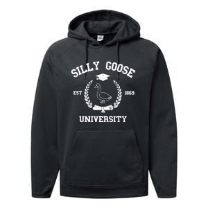 Silly Goose University Funny Bird Lover Silly Goose Meme Performance Fleece Hoodie