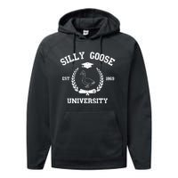 Silly Goose University Funny Bird Lover Silly Goose Meme Performance Fleece Hoodie