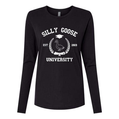 Silly Goose University Funny Bird Lover Silly Goose Meme Womens Cotton Relaxed Long Sleeve T-Shirt