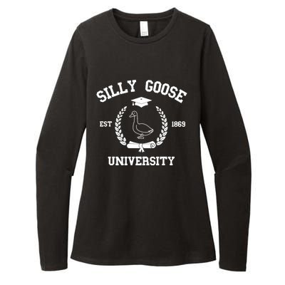 Silly Goose University Funny Bird Lover Silly Goose Meme Womens CVC Long Sleeve Shirt