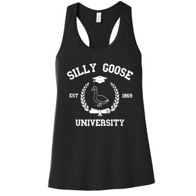 Silly Goose University Funny Bird Lover Silly Goose Meme Women's Racerback Tank