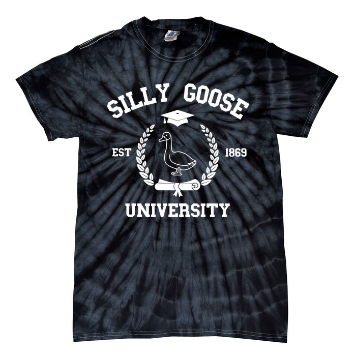 Silly Goose University Funny Bird Lover Silly Goose Meme Tie-Dye T-Shirt