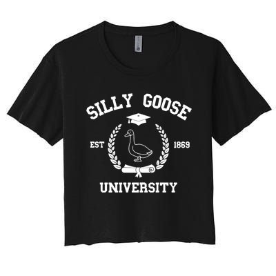 Silly Goose University Funny Bird Lover Silly Goose Meme Women's Crop Top Tee