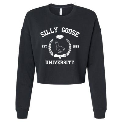 Silly Goose University Funny Bird Lover Silly Goose Meme Cropped Pullover Crew