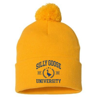 Silly Goose University Funny Goose On The Loose Funny Saying Pom Pom 12in Knit Beanie