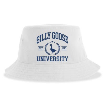 Silly Goose University Funny Goose On The Loose Funny Saying Sustainable Bucket Hat