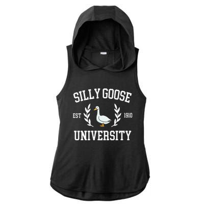 Silly Goose University Funny Goose Meme Costume Ladies PosiCharge Tri-Blend Wicking Draft Hoodie Tank