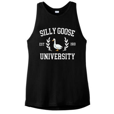 Silly Goose University Funny Goose Meme Costume Ladies PosiCharge Tri-Blend Wicking Tank