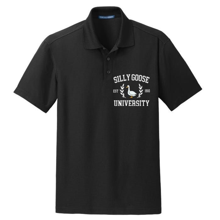 Silly Goose University Funny Goose Meme Costume Dry Zone Grid Polo