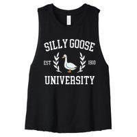 Silly Goose University Funny Goose Meme Costume Women's Racerback Cropped Tank