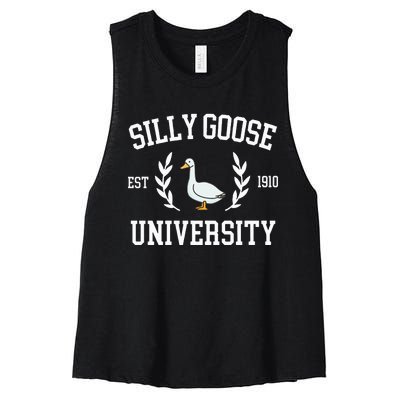 Silly Goose University Funny Goose Meme Costume Women's Racerback Cropped Tank