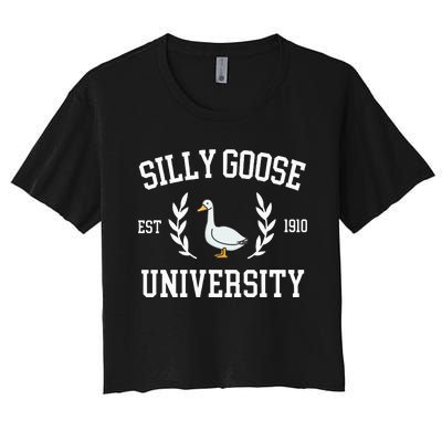 Silly Goose University Funny Goose Meme Costume Women's Crop Top Tee