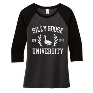 Silly Goose University Funny Goose Meme Costume Women's Tri-Blend 3/4-Sleeve Raglan Shirt