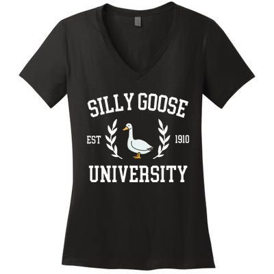 Silly Goose University Funny Goose Meme Costume Women's V-Neck T-Shirt