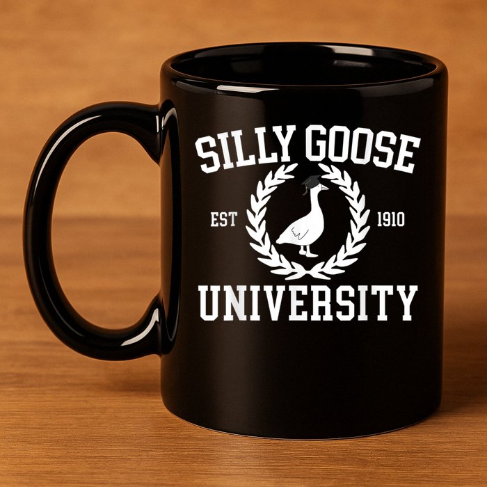 Silly Goose University Silly Goose Funny Meme School Bird 11oz C Handle Ceramic Mug
