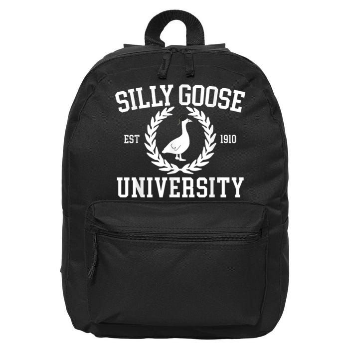 Silly Goose University Silly Goose Funny Meme School Bird 16 in Basic Backpack