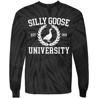 Silly Goose University Silly Goose Funny Meme School Bird Tie-Dye Long Sleeve Shirt