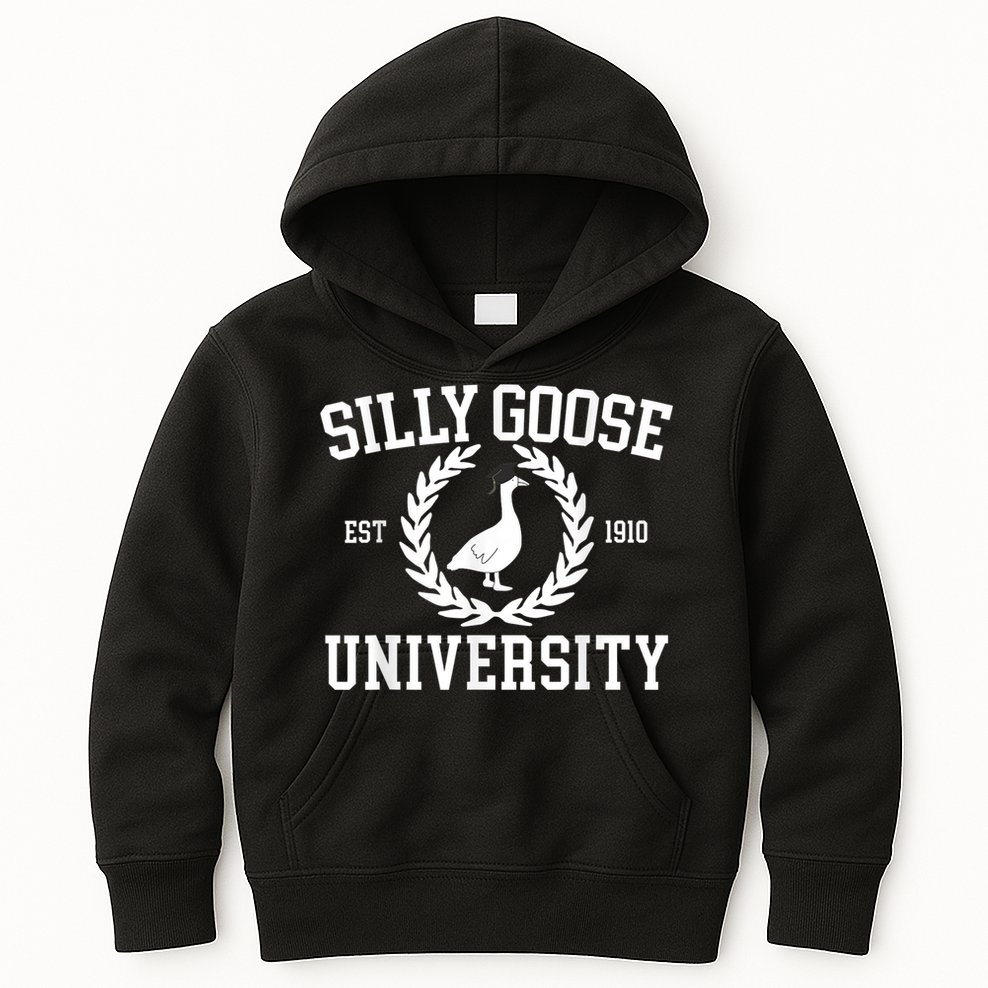 Silly Goose University Silly Goose Funny Meme School Bird Kids Hoodie
