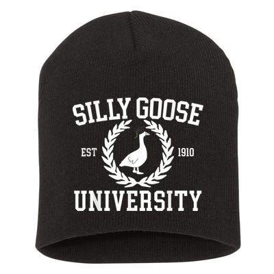 Silly Goose University Silly Goose Funny Meme School Bird Short Acrylic Beanie