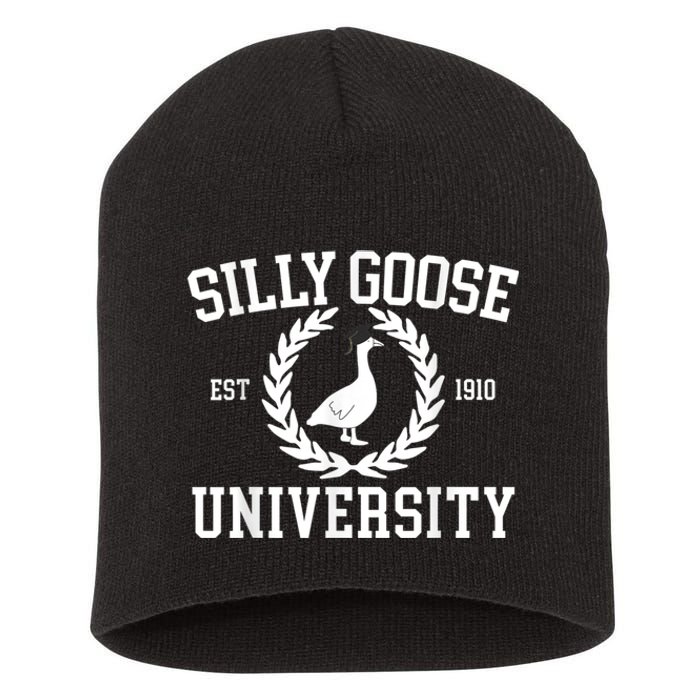 Silly Goose University Silly Goose Funny Meme School Bird Short Acrylic Beanie