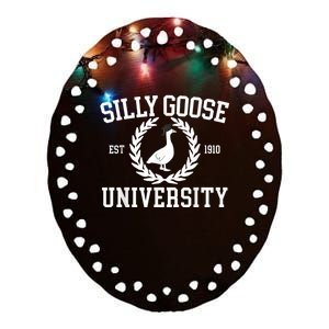 Silly Goose University Silly Goose Funny Meme School Bird Ceramic Oval Ornament