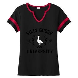 Silly Goose University Silly Goose Funny Meme School Bird Ladies Halftime Notch Neck Tee