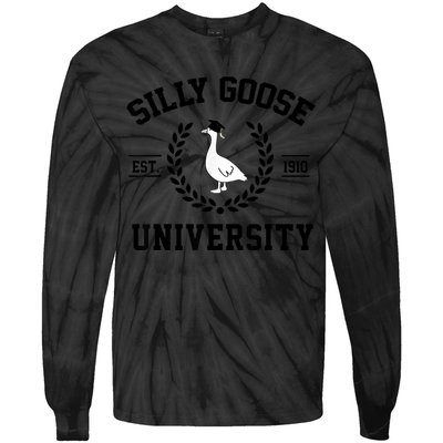 Silly Goose University Silly Goose Funny Meme School Bird Tie-Dye Long Sleeve Shirt